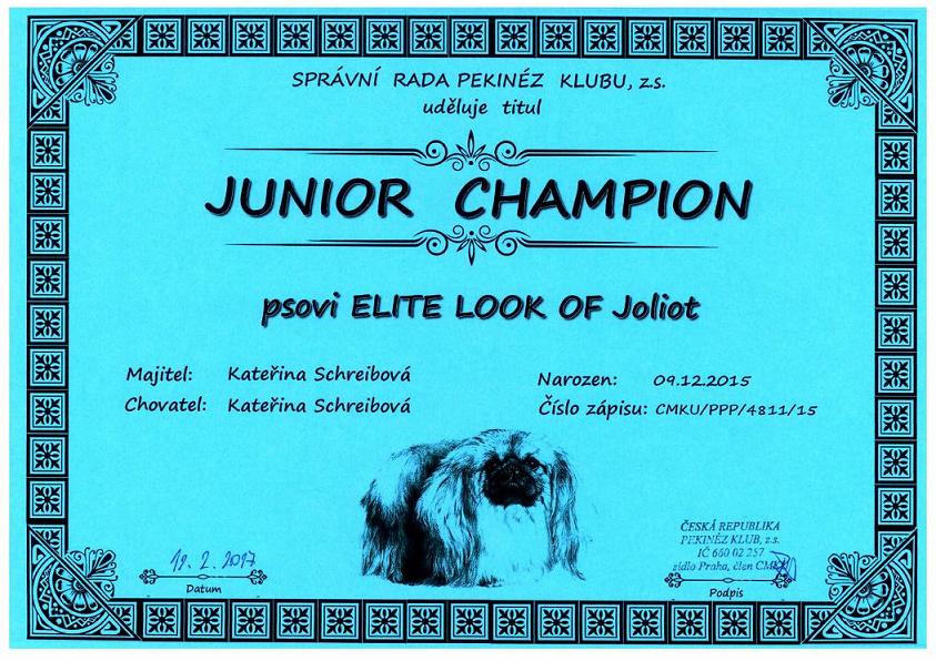 Junior champion Pekinéz klubu - ELITE LOOK OF Joliot